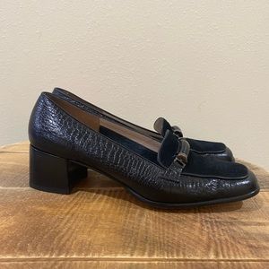 Salvatore Ferragamo Black Heeled Loafers size 9